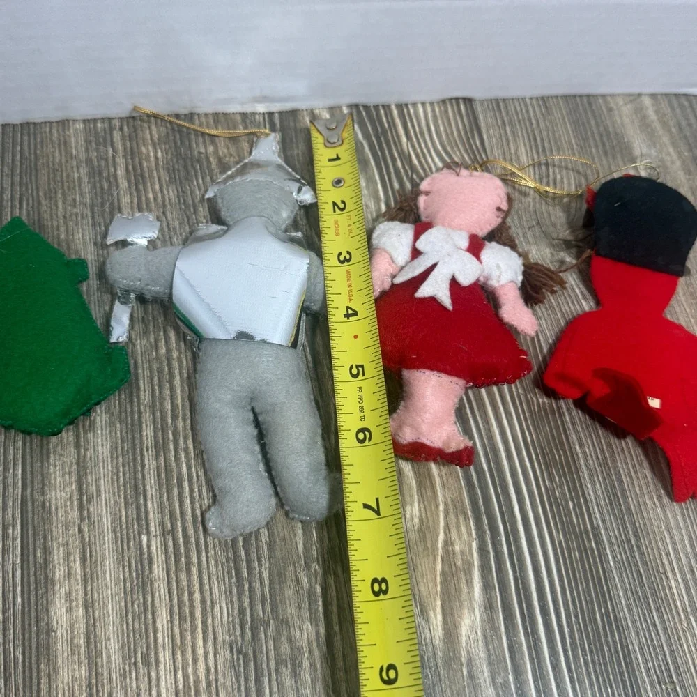 Vintage Felt Christmas Ornaments Lot Tin Man Toy Soldier Dorothy Lantern Japan